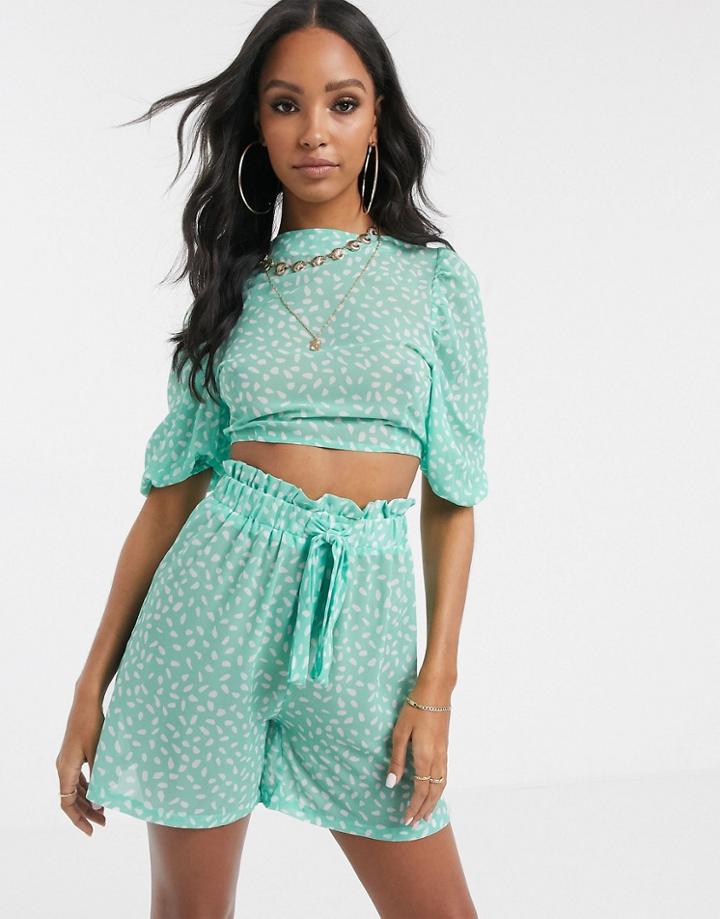 Unique 21 Abstract Spot Crop Top-green
