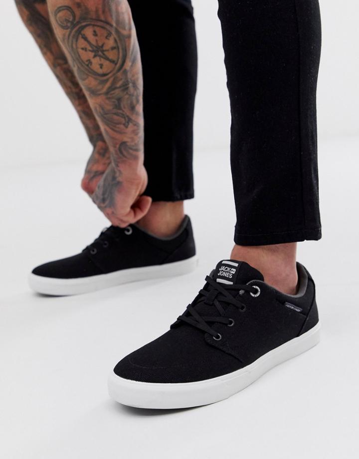 Jack & Jones Canvas Skate Sneaker In Black