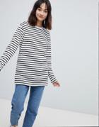 Asos Design Oversized Striped Long Sleeve T-shirt - Multi