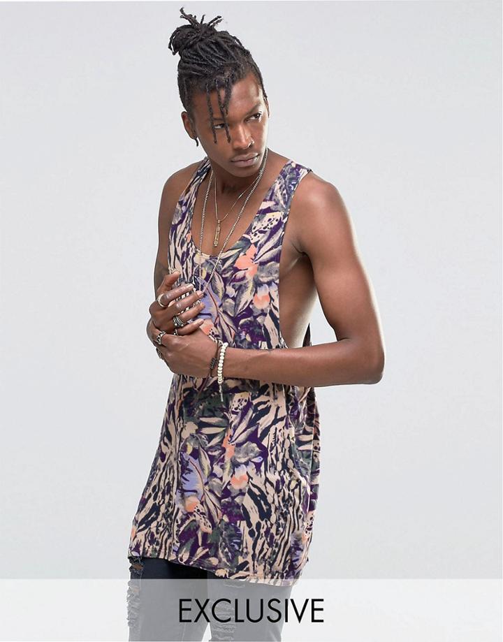Reclaimed Vintage Longline Festival Vest - Purple