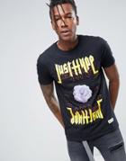 Hype T-shirt With Mirrored Flower Logo - Black