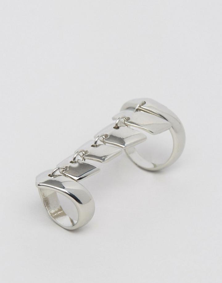 Asos Articulated Double Finger Ring - Silver