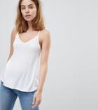 Asos Design Petite Cami With Cross Straps In Swing Fit - White