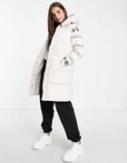 Miss Selfridge Sleeveless Belted Puffer Jacket In Ivory-white