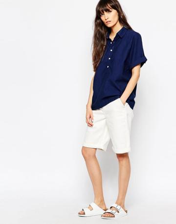 Bethnals Murphy Longline Denim Shorts - White