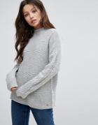 Only Marcella High Neck Cable Knit Sleeve Sweater - White