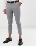 Asos Design Super Skinny Cropped Smart Pants In Gray - Gray
