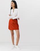 Asos Design Bias Cut Mini Skirt-brown