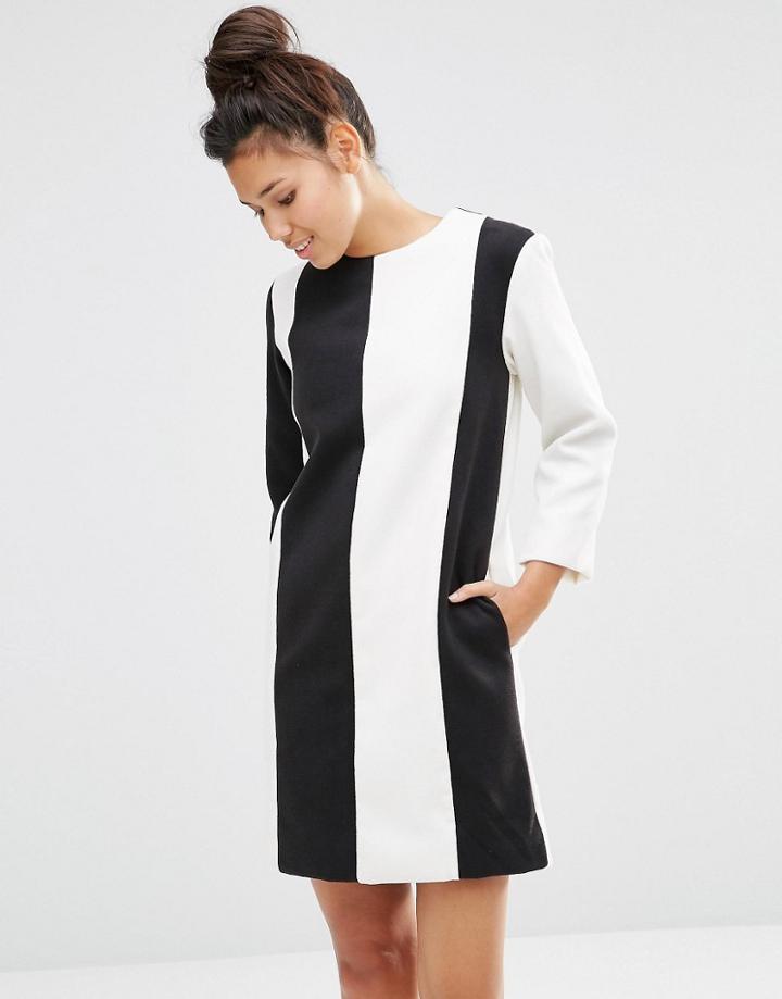 The Whitepepper Stripe Wool Dress - Black