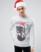Asos Holidays Sweatshirt With Pug Print - Gray