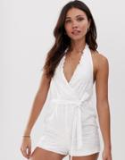 Parisian Romper In Broderie Anglais-white