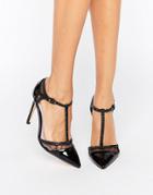 Faith Cara T Bar Point Heeled Shoes - Black