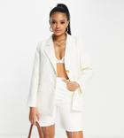 Missyempire Exclusive Oversized Blazer In Cream-white