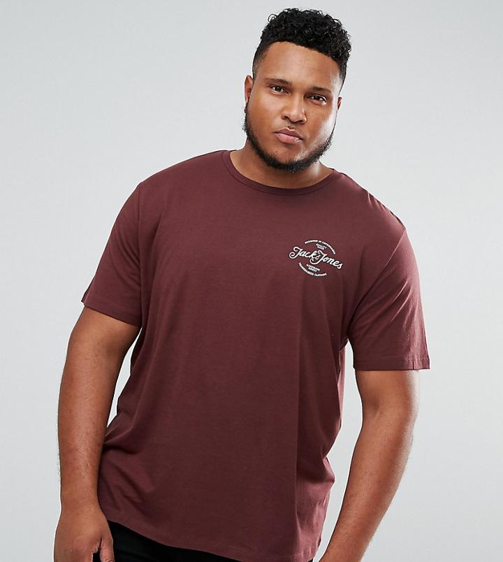 Jack & Jones Originals Plus T-shirt With Chest Branding - Red