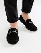 Asos Design Driving Shoes In Black Suede With Snaffle - Black