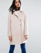 Asos Oversized Cocoon Coat With Funnel Neck In Wool Mix And Boucle Tex