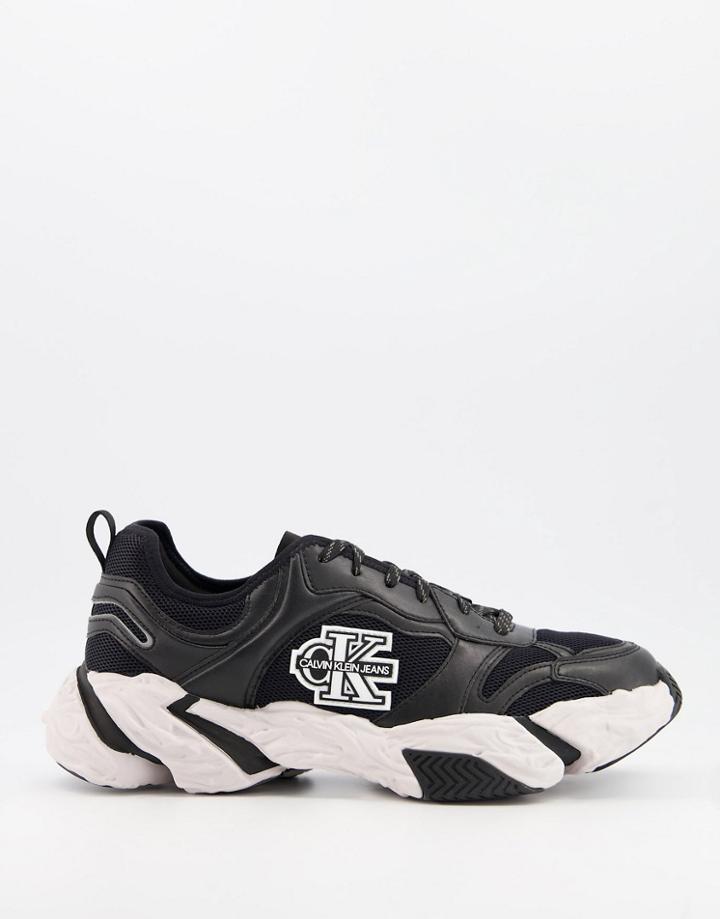 Calvin Klein Chunky Sneakers In Black With White Sole