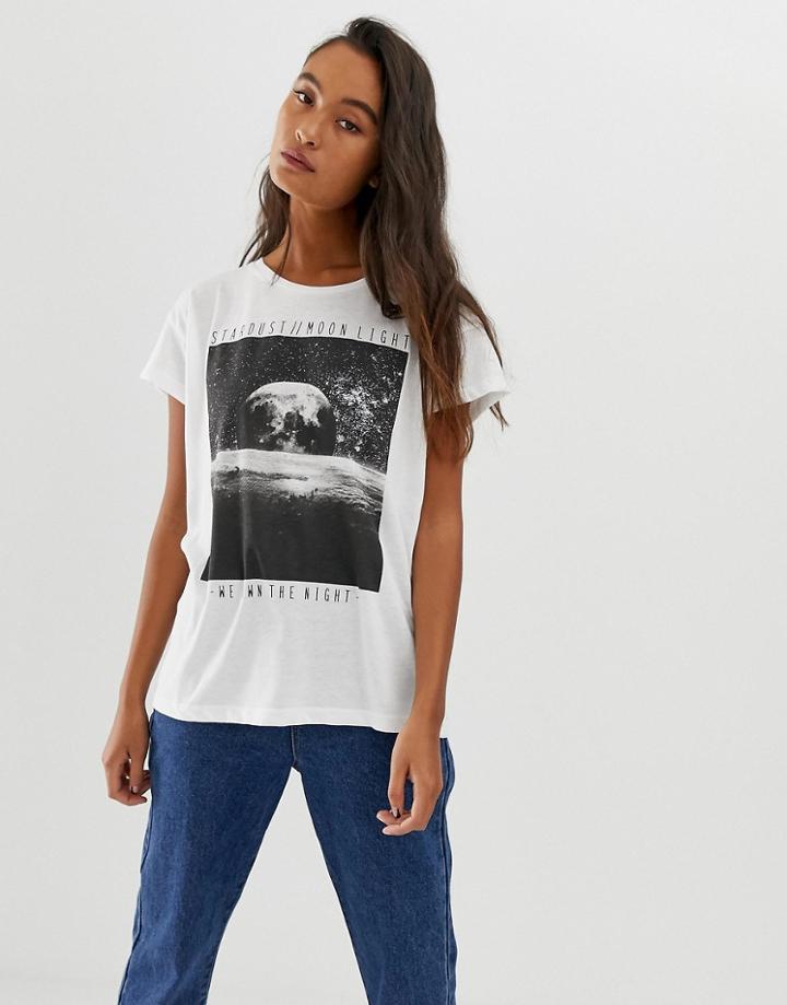 Blend She Nia Moon Print T-shirt - White