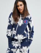 Champion Oversized Sweatshirt In Hawaiian Palm Print - Navy