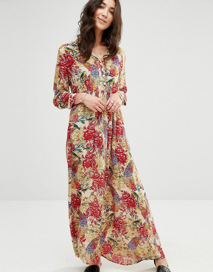Raga Birds Of Paradise Button Down Maxi Dress - Multi
