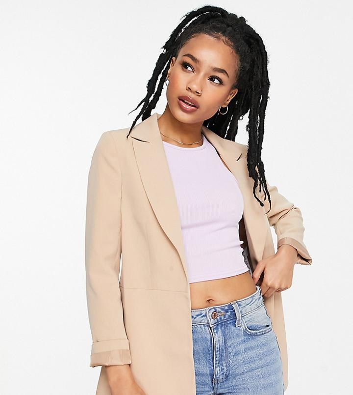 Miss Selfridge Petite Chuck On Blazer In Stone-neutral