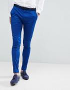 Devil's Advocate Super Skinny Fit Plain Suit Pants - Blue
