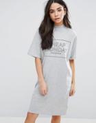 Cheap Monday Thin Box Logo Smash T-shirt Dress - Gray