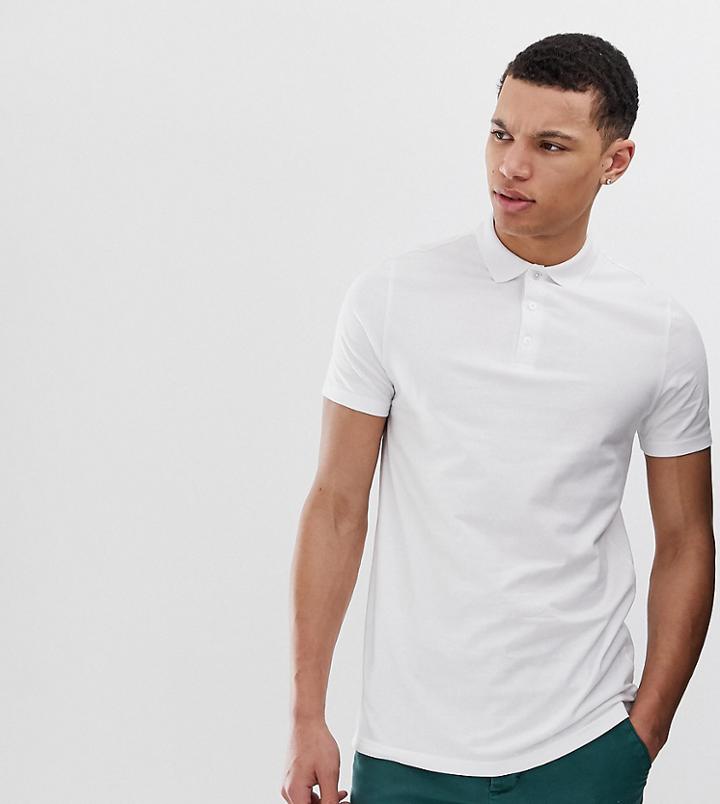 Asos Design Tall Jersey Polo In White