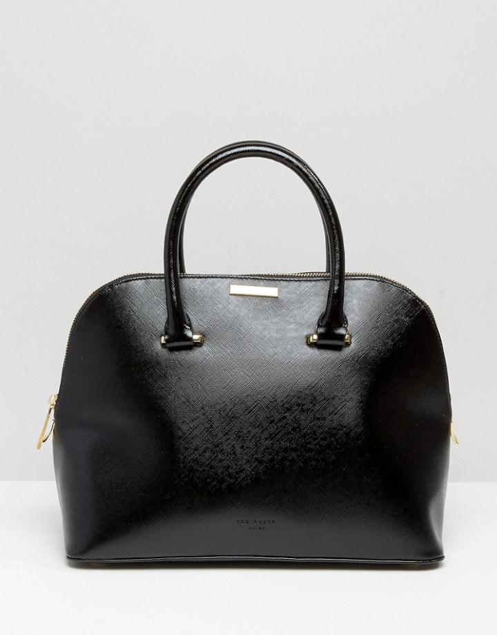 Ted Baker Leather Tote With Cross Body Strap - Black