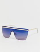 Quay Australia X J Lo Get It Right Flatbrow Sunglasses In Blue - Blue