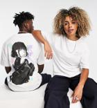 Collusion Unisex T-shirt With Character Print In White