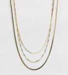 Asos Design Curve 14k Gold Plated Multirow Necklace In Fine Curb And Snake Chains