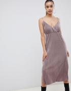 Asos Design Cami Wrap Plisse Maxi Dress - Pink