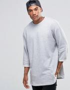 Asos Oversized Sweatshirt With Neps In 3/4 Sleeve - Gray