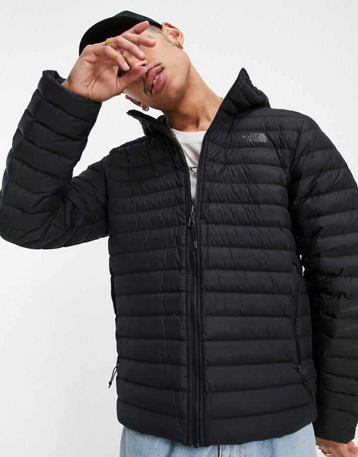 The North Face Stretch Down Hooded Jacket In Black