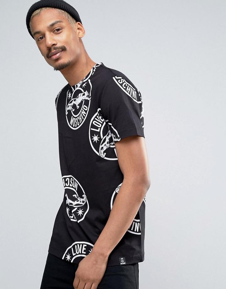 Love Moschino Jaguar All Over Print T-shirt - Black