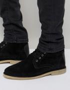 Asos Desert Boots In Black Suede With Leather Detail - Black