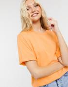 Asos Design Relaxed T-shirt With Roll Sleeve In Orange