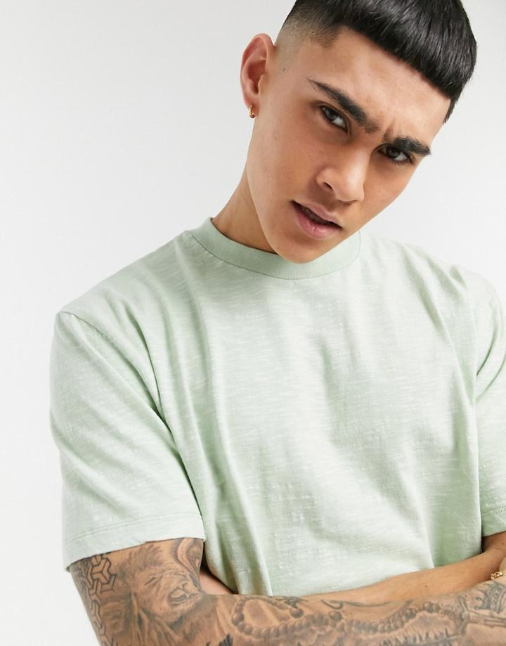Asos Design Relaxed T-shirt In Green Heavyweight Slub