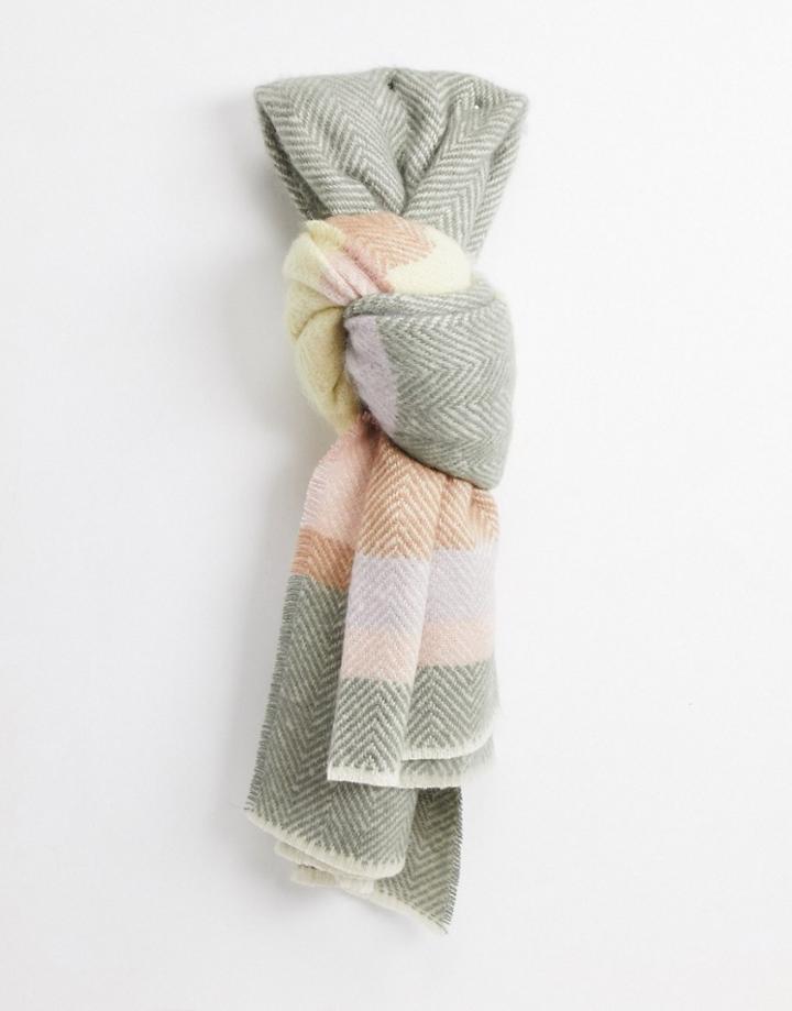 Asos Design Scarf In Color Block Herringbone-multi