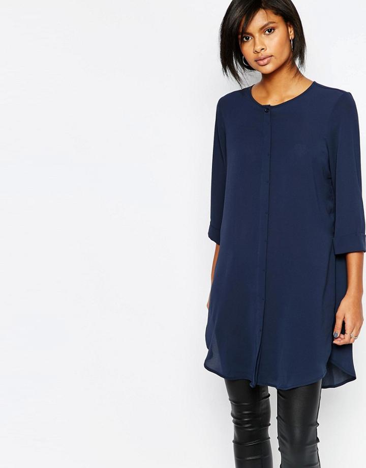 Vero Moda Side Split Tunic Top - Navy