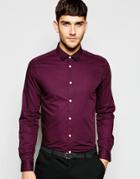 Asos Smart Shirt In Burgundy With Long Sleeve - Red