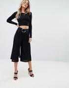 Prettylittlething Ring Detail Culottes - Black