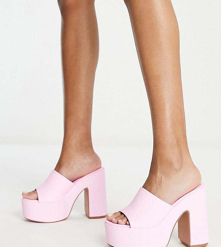 Simmi London Wide Fit Lala Platform Mule Sandals In Pink