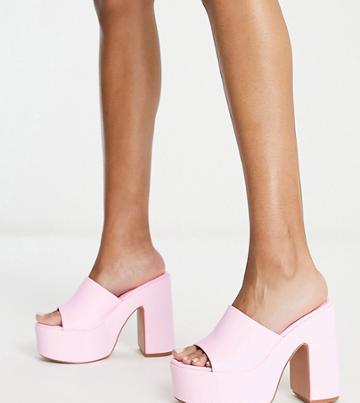 Simmi London Wide Fit Lala Platform Mule Sandals In Pink