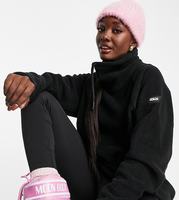 Asos 4505 Tall Ski Fleece Ski Mid Layer Over The Head Fleece-black