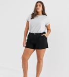 Asos Design Curve Chino Short With Double Pleats - Black