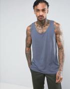 Asos Tank In Skater Fit In Blue - Blue