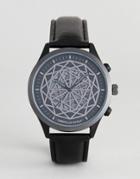 Asos Design Watch In Black With Geometric Exposed Cogs Detail - Black