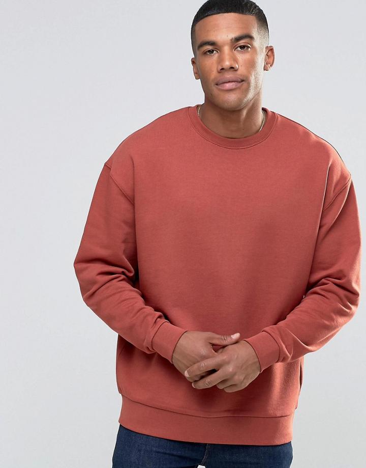 Asos Oversized Sweatshirt In Light Red - Flame